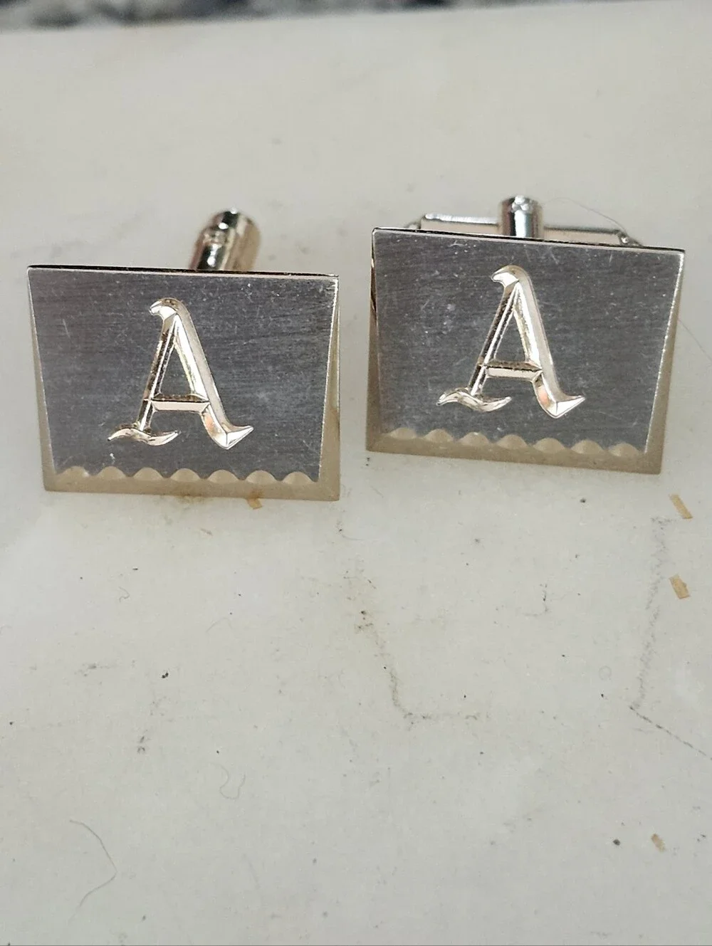 Vtg Monogram 'A' Silver-Tone Cufflinks